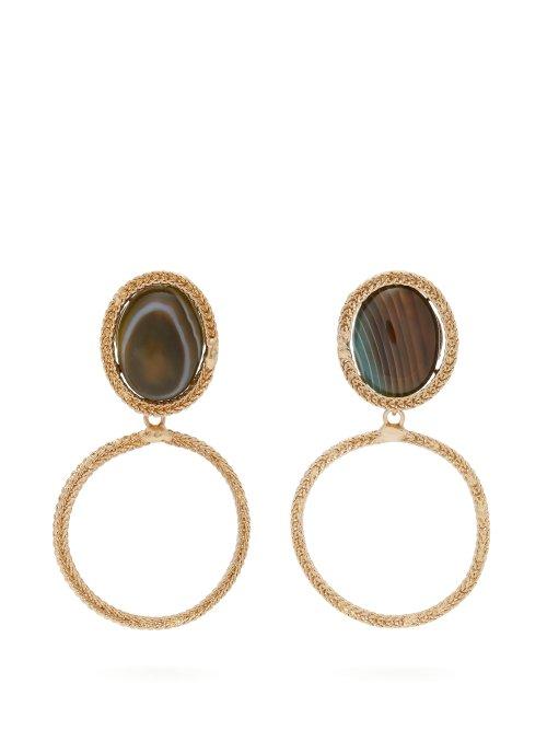 Matchesfashion.com Rosantica By Michela Panero - Scarabeo Stone Drop Earrings - Womens - Green