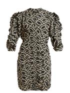 Matchesfashion.com Isabel Marant - Andor Cog Print Crepe Mini Dress - Womens - Black White
