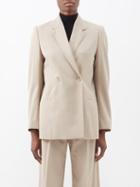 Toteme - Double-breasted Twill Blazer - Womens - Beige