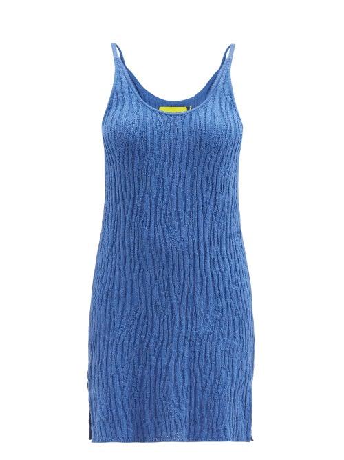 Marques'almeida - Ribbed Recycled-cotton Slip Dress - Womens - Blue