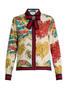 Gucci Corsage-print Silk Crepe De Chine Shirt