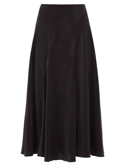 Matchesfashion.com Simone Rocha - High-rise Bias-cut Silk-satin Midi Skirt - Womens - Black