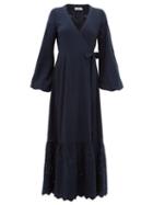 Matchesfashion.com The Upside - Kate Broderie-anglaise Wrap Dress - Womens - Navy