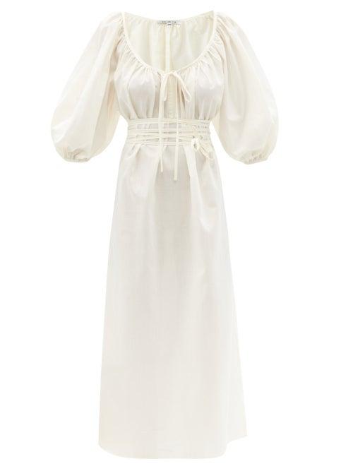 Ladies Beachwear Fil De Vie - Aurora Scoop-neck Voile Dress - Womens - Cream