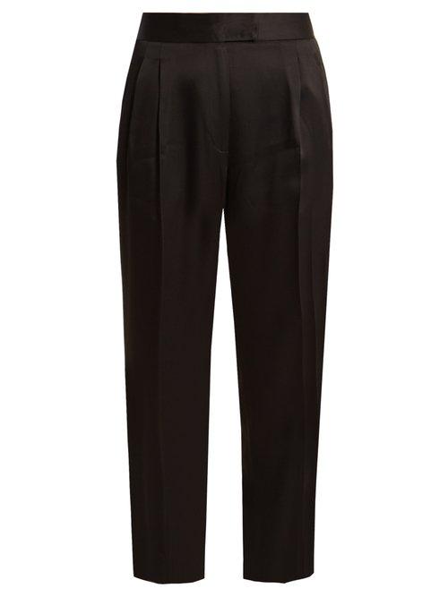 Matchesfashion.com Khaite - Esther High Rise Straight Leg Crepe Trousers - Womens - Black