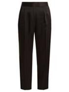 Matchesfashion.com Khaite - Esther High Rise Straight Leg Crepe Trousers - Womens - Black
