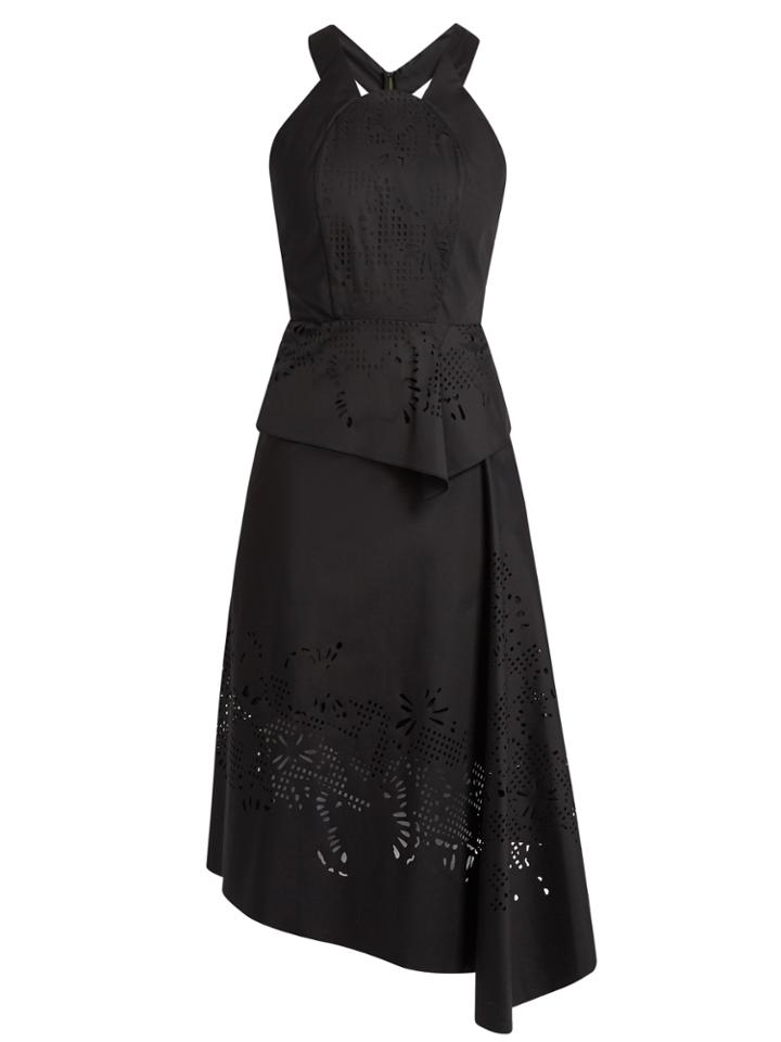 Roland Mouret Martin Halterneck Laser-cut Cotton-blend Dress