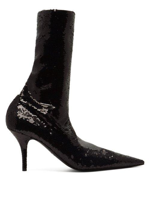 Matchesfashion.com Balenciaga - Knife Sequinned Booties - Womens - Black
