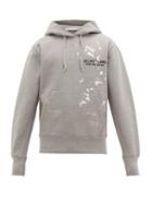 Matchesfashion.com Helmut Lang - Logo Embroidered Cotton Hooded Sweatshirt - Mens - Light Grey