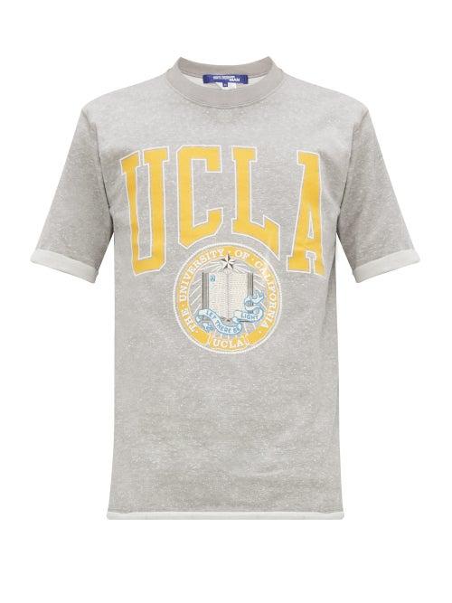 Matchesfashion.com Junya Watanabe - Ucla Print Flecked Cotton Blend T Shirt - Mens - Grey Multi