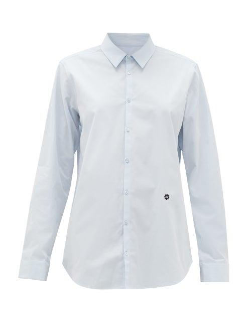 Matchesfashion.com Raf Simons - Logo-embroidered Cotton-poplin Shirt - Womens - Light Blue