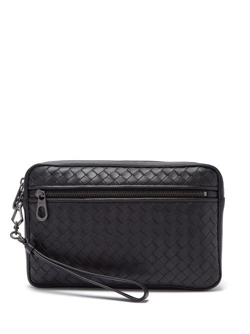 Matchesfashion.com Bottega Veneta - Intrecciato Leather Pouch - Mens - Black
