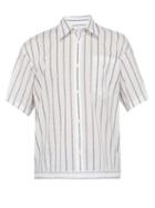 Matchesfashion.com Deveaux - Striped Cotton Shirt - Mens - Navy Stripe