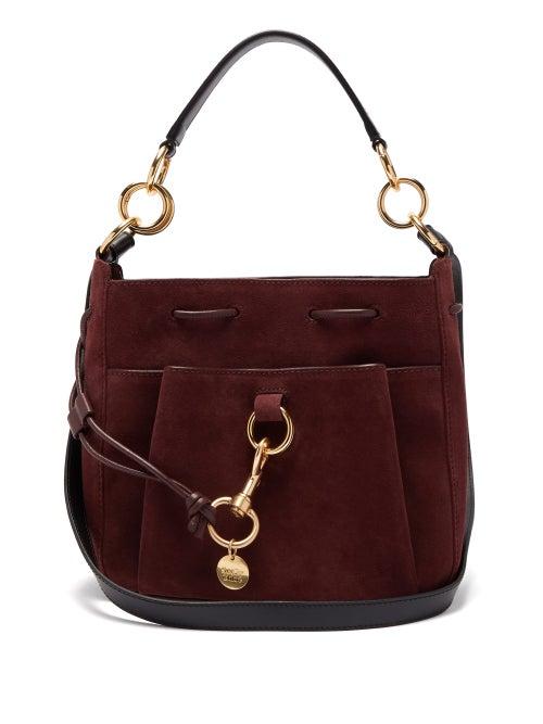 Matchesfashion.com See By Chlo - Tony Medium Suede Bucket Bag - Womens - Burgundy