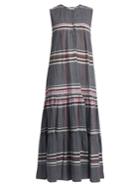 Apiece Apart Fuentes Tiers Checked Cotton Maxi Dress