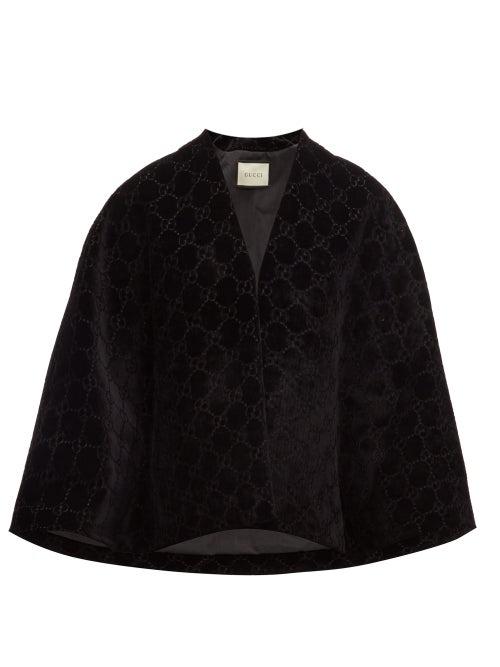 Ladies Accessories Gucci - Gg Velvet Cape - Womens - Black