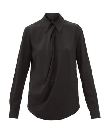 Petar Petrov - Lami Draped Faille Blouse - Womens - Black