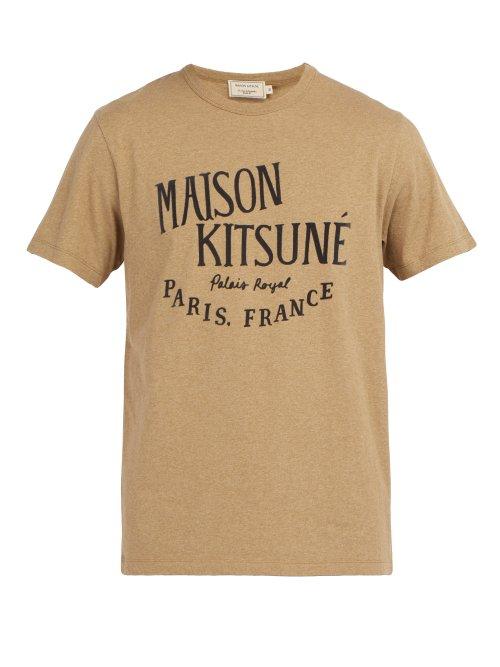 Matchesfashion.com Maison Kitsun - Palais Royal Flocked Cotton T Shirt - Mens - Beige