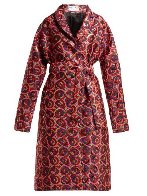 Matchesfashion.com Osman - Margeaux Single Breasted Geometric Jacquard Coat - Womens - Pink Multi