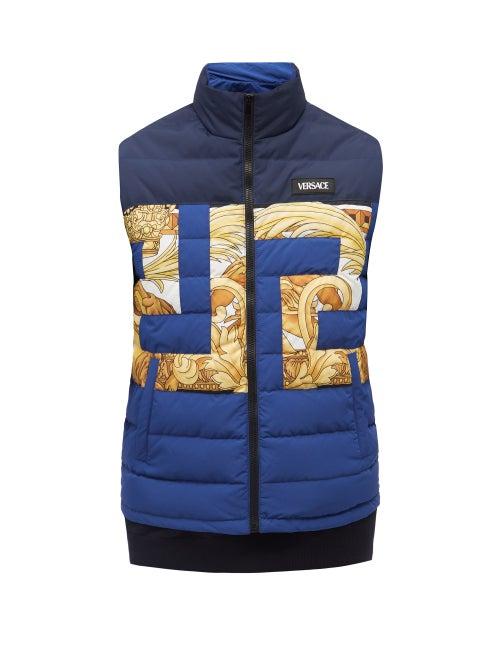 Mens Rtw Versace - Greca Quilted Gilet - Mens - Blue