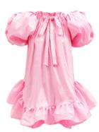 Kika Vargas - Tata Bow-tied Silk-blend Taffeta Mini Dress - Womens - Light Pink