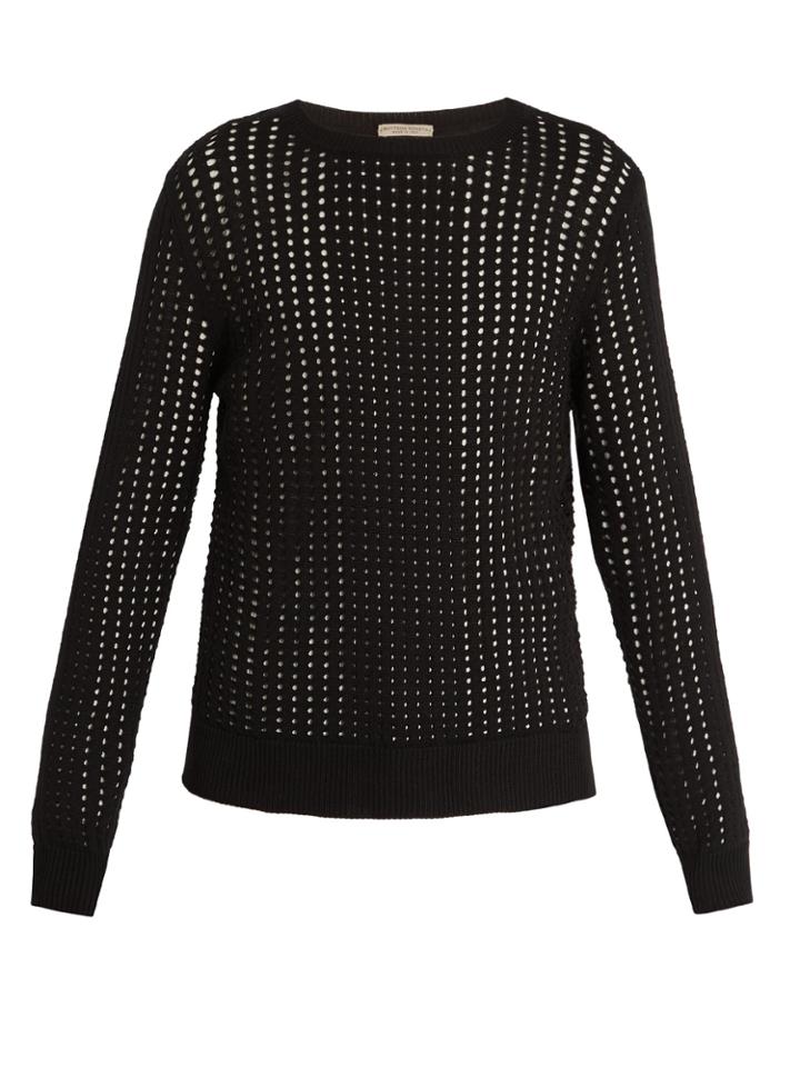 Bottega Veneta Crew-neck Eyelet-knit Silk Sweater