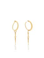 Matchesfashion.com Givenchy - Dagger And Pearl Drop Hoop Earrings - Womens - Gold
