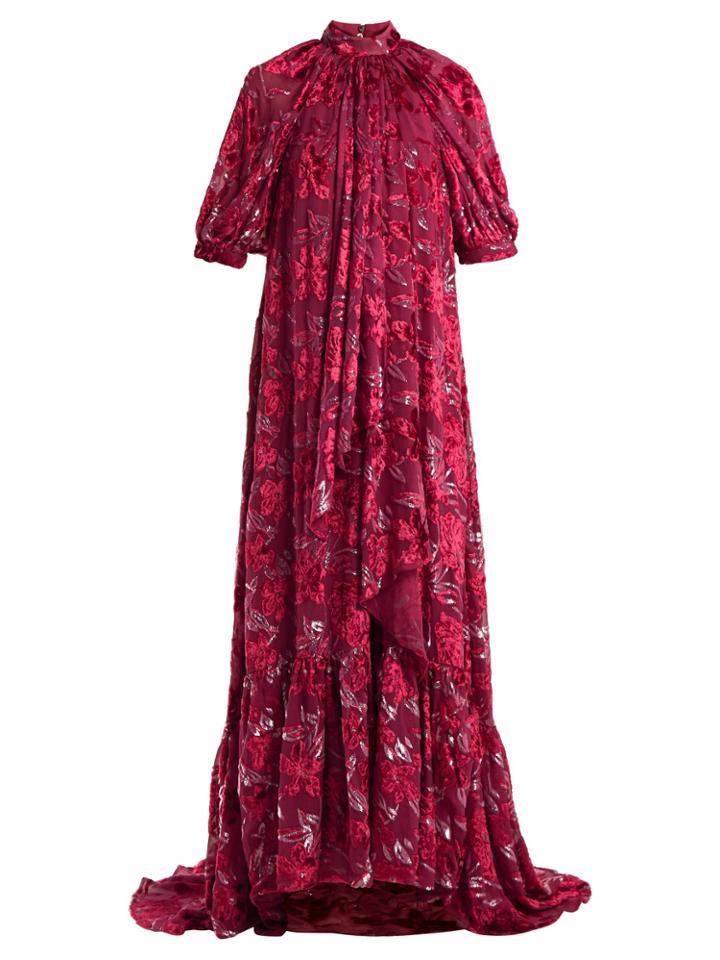 Erdem Neala Velvet Fil-coup Voile Dress