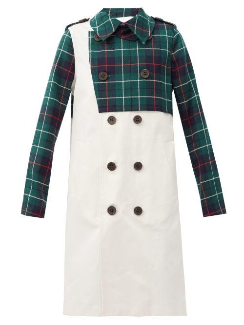 Matchesfashion.com Duncan - Duncan Tartan-panelled Wool-twill Trench Coat - Womens - Green Multi