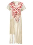 Matchesfashion.com Loewe - Fringed Cotton And Silk Blend T Shirt - Womens - Red Print
