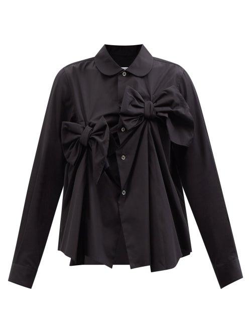 Comme Des Garons Comme Des Garons - Bow-front Cotton-poplin Shirt - Womens - Black