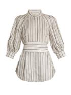 Zimmermann Painted Heart Striped Satin-twill Shirt