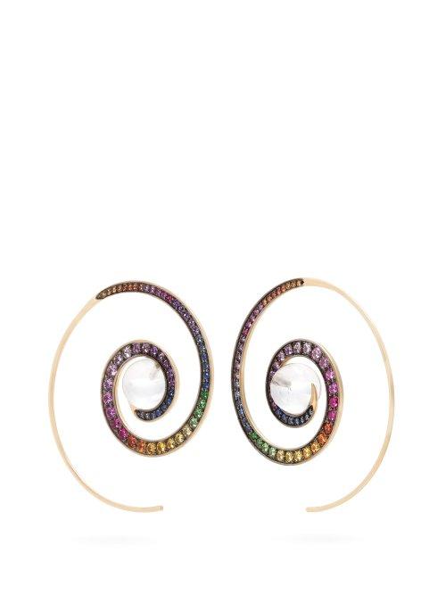 Matchesfashion.com Noor Fares - Spiral Moon Rainbow Earrings - Womens - Multi