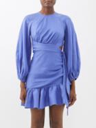 Zimmermann - Lyre Linen Mini Wrap Dress - Womens - Electric Blue