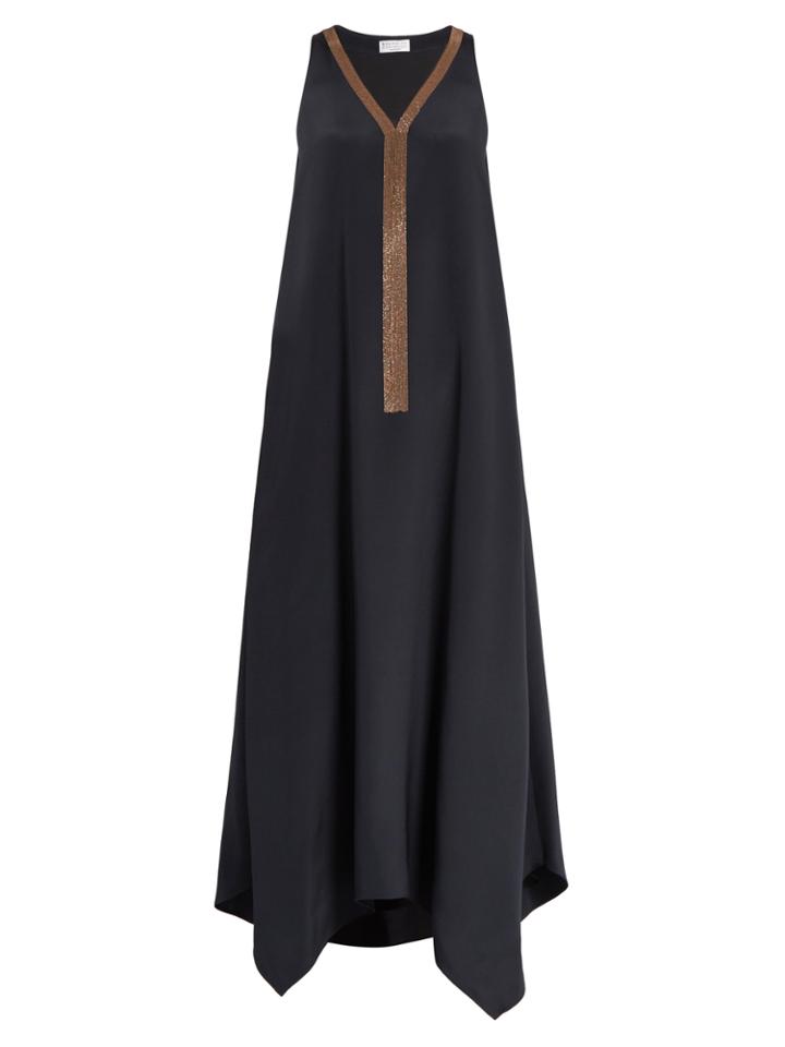 Brunello Cucinelli Monili-embellished Silk Dress