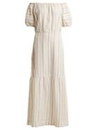 Matchesfashion.com Ace & Jig - Quince Off The Shoulder Striped Cotton Dress - Womens - White Stripe