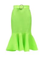 Matchesfashion.com Elzinga - Belted Organza Fishtail Midi Skirt - Womens - Green
