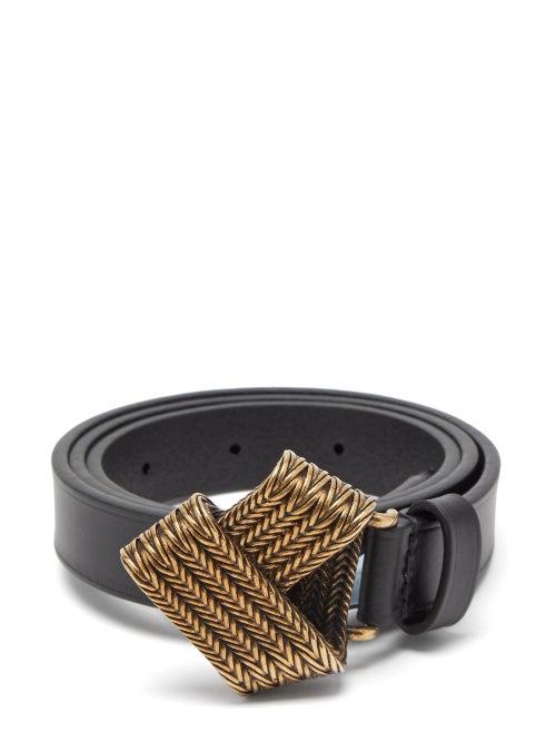 Matchesfashion.com Balenciaga - Mesh Buckle Leather Belt - Womens - Black