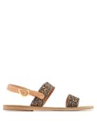 Matchesfashion.com Ancient Greek Sandals - Dinami Leather And Satin Sandals - Womens - Leopard