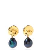 Matchesfashion.com Lizzie Fortunato - Coin Reflection Pearl & Gold-plated Drop Earrings - Womens - Gold Multi