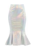 Matchesfashion.com Norma Kamali - Iridescent Fishtail-hem Jersey Skirt - Womens - Silver