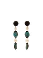 Matchesfashion.com Rebecca De Ravenel - Long Treasures Turquoise Drop Clip Earrings - Womens - Blue