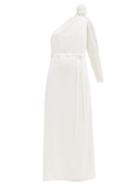 Matchesfashion.com Vika Gazinskaya - Knotted-shoulder Velvet Gown - Womens - White