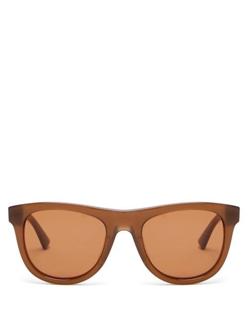 Matchesfashion.com Bottega Veneta - Round Acetate Sunglasses - Mens - Brown