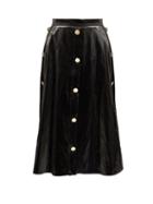 Matchesfashion.com Christopher Kane - Button-front Patent-leather Midi Skirt - Womens - Black
