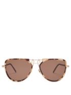 Matchesfashion.com Calvin Klein 205w39nyc - Square Frame Metal Sunglasses - Mens - Brown