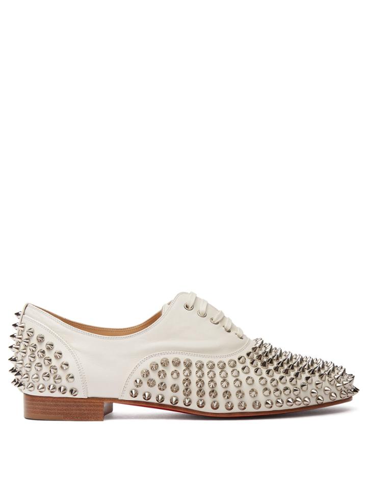 Christian Louboutin Freddy Spike-embellished Leather Oxford Shoes