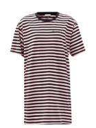 Matchesfashion.com Bella Freud - Striped Organic-cotton Jersey T-shirt Dress - Womens - Black Pink