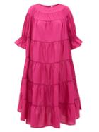 Matchesfashion.com Merlette - Paradis Tiered Cotton Sundress - Womens - Dark Pink
