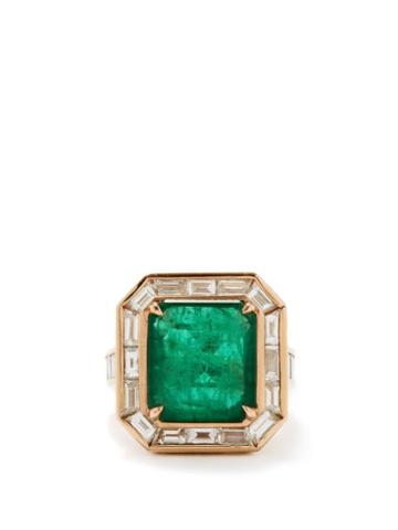 Shay - Diamond, Emerald And 18kt Rose-gold Ring - Womens - Rose Gold